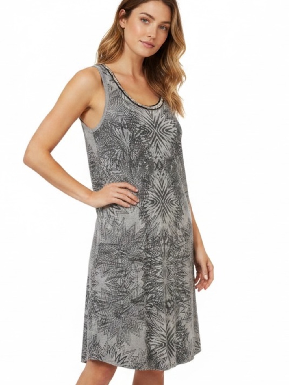 Custo Barcelona BOHO vintage Y2K metallic silver sparkly tank dress Sz S | EUC